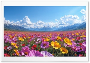 A Spring Field in Bloom 4K UHD Wallpaper for Widescreen and UltraWide Desktop, UltraHD TV, Smartphone, Tablet
