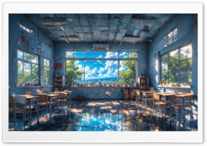Abandoned Classroom Artwork 4K UHD Wallpaper for Widescreen and UltraWide Desktop, UltraHD TV, Smartphone, Tablet