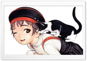 Anime Girl And Cat 4K UHD Wallpaper for Widescreen and UltraWide Desktop, UltraHD TV, Smartphone, Tablet