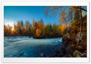 Autumn, River, Finland, Golden Trees, Morning, Sunshine 4K UHD Wallpaper for Widescreen and UltraWide Desktop, UltraHD TV, Smartphone, Tablet