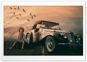 Classic Car, Road 4K UHD Wallpaper for Widescreen and UltraWide Desktop, UltraHD TV, Smartphone, Tablet