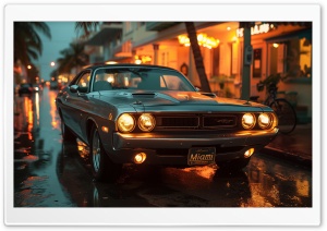 Classic Dodge Challenger RT Muscle Car Art 4K UHD Wallpaper for Widescreen and UltraWide Desktop, UltraHD TV, Smartphone, Tablet