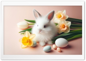 Cute Baby Bunny, Easter 4K UHD Wallpaper for Widescreen and UltraWide Desktop, UltraHD TV, Smartphone, Tablet