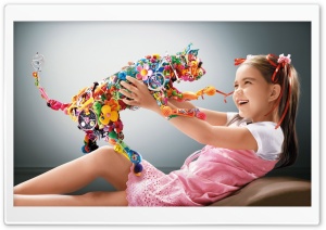 Cute Kid WIth Colorful Cat 4K UHD Wallpaper for Widescreen and UltraWide Desktop, UltraHD TV, Smartphone, Tablet