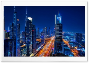 Dubai at Night, Cityscape 4K UHD Wallpaper for Widescreen and UltraWide Desktop, UltraHD TV, Smartphone, Tablet