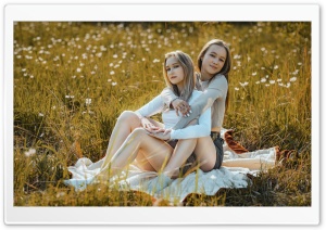 Girls Relaxing on the Grass 4K UHD Wallpaper for Widescreen and UltraWide Desktop, UltraHD TV, Smartphone, Tablet