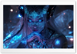 Magical Runes Girl Art 4K UHD Wallpaper for Widescreen and UltraWide Desktop, UltraHD TV, Smartphone, Tablet