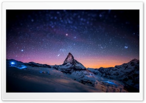 Mountain at Night 4K UHD Wallpaper for Widescreen and UltraWide Desktop, UltraHD TV, Smartphone, Tablet