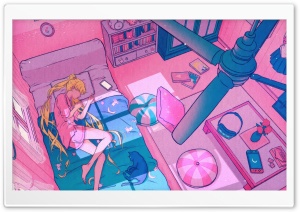 Sailor Moon, Anime, Luna, Black Cat, Bedroom, Sleep, Home, Manga 4K UHD Wallpaper for Widescreen and UltraWide Desktop, UltraHD TV, Smartphone, Tablet