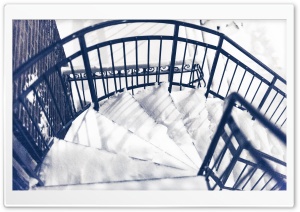 Snowy Spiral Stairs 4K UHD Wallpaper for Widescreen and UltraWide Desktop, UltraHD TV, Smartphone, Tablet